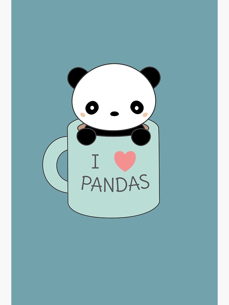 Discover Kawaii Cute I Love Pandas Premium Matte Vertical Poster