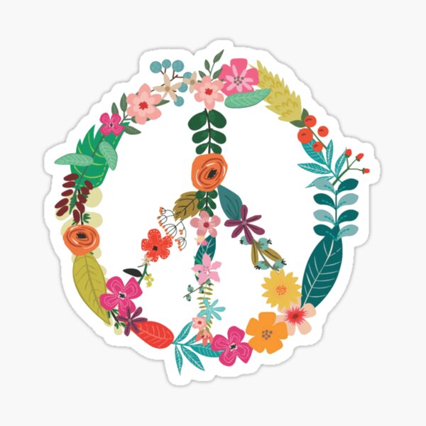 Floral Peace Symbol Sticker