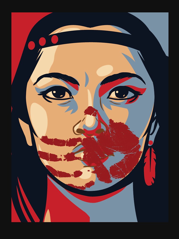 Thumbnail 7 of 7, Classic T-Shirt, MMIW Awareness Native American Woman Artwork For The Missing and Murdered Indigenous Women Version 2 designed and sold by Despertar1111Co.