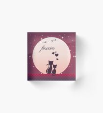 Me And You Forever Romantic Cats In Love Background Acrylic Block