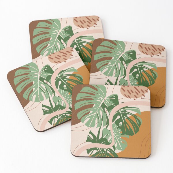 Mid Century Modern Plant Art, Abstract Monstera Illustration" Coasters (Set  of 4) for Sale by gusstvaraonica | Redbubble