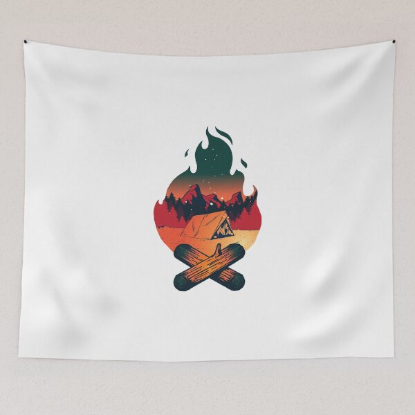 Item preview, Camping Forest Mountains Tent Bonfire designed and sold by BakaOutfit.