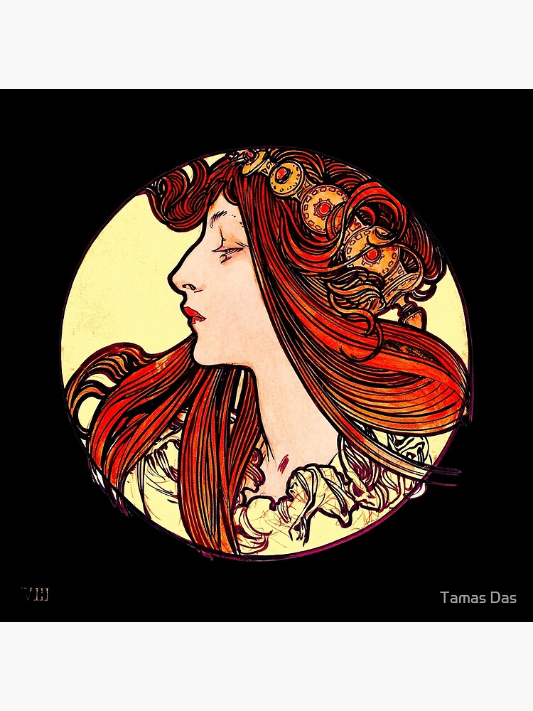 Art Nouveau Stained glass window by Alphonse Maria Mucha,Vintage