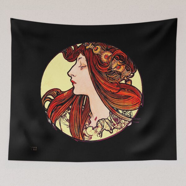 Artikelvorschau, Jugendstil-Buntglasfenster von Alphonse Maria Mucha, Vintage Theatre Poster, Alfons Mucha, Mucha Alphonse Art, entworfen und verkauft von Tamas Das.