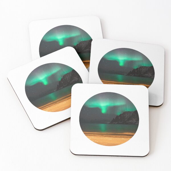 Item preview, magneti sea with the sand mixed with green northern lights skies designed and sold by ImRotem.