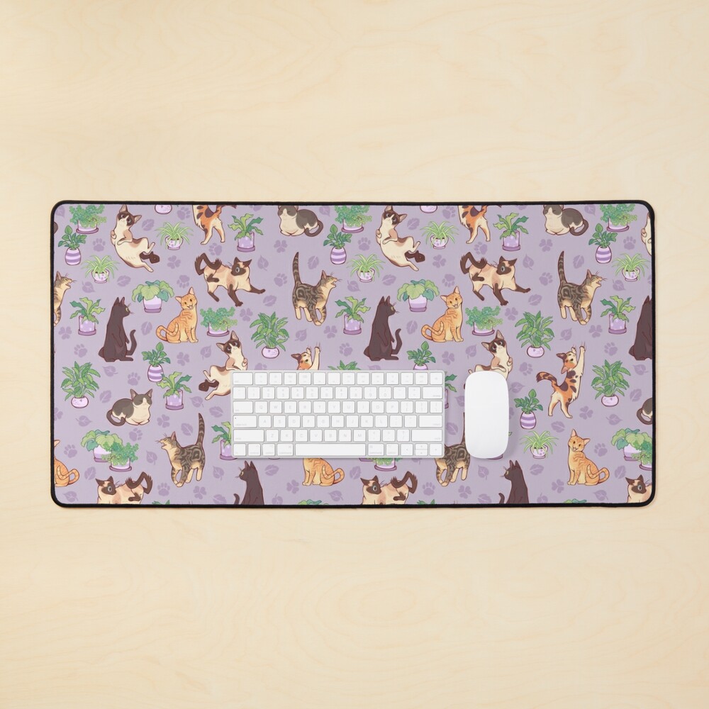 Cozy michis in lavender Mouse Pad