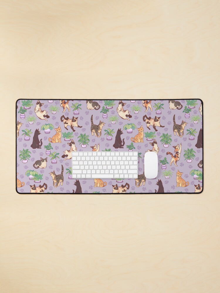 Thumbnail 1 of 5, Mouse Pad, Cozy michis in lavender designed and sold by Colordrilos.