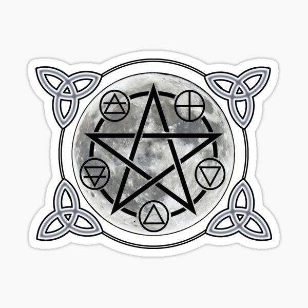 Full Moon Elemental Pentagram Sticker
