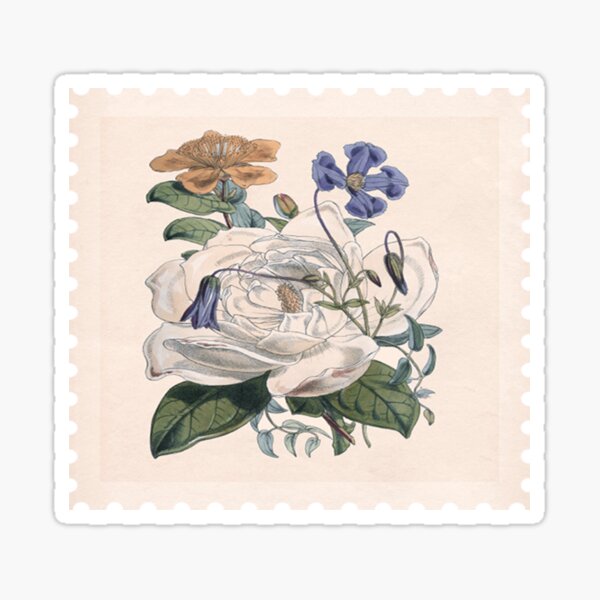 Item preview, Vintage floral stamp designed and sold by peggieprints.