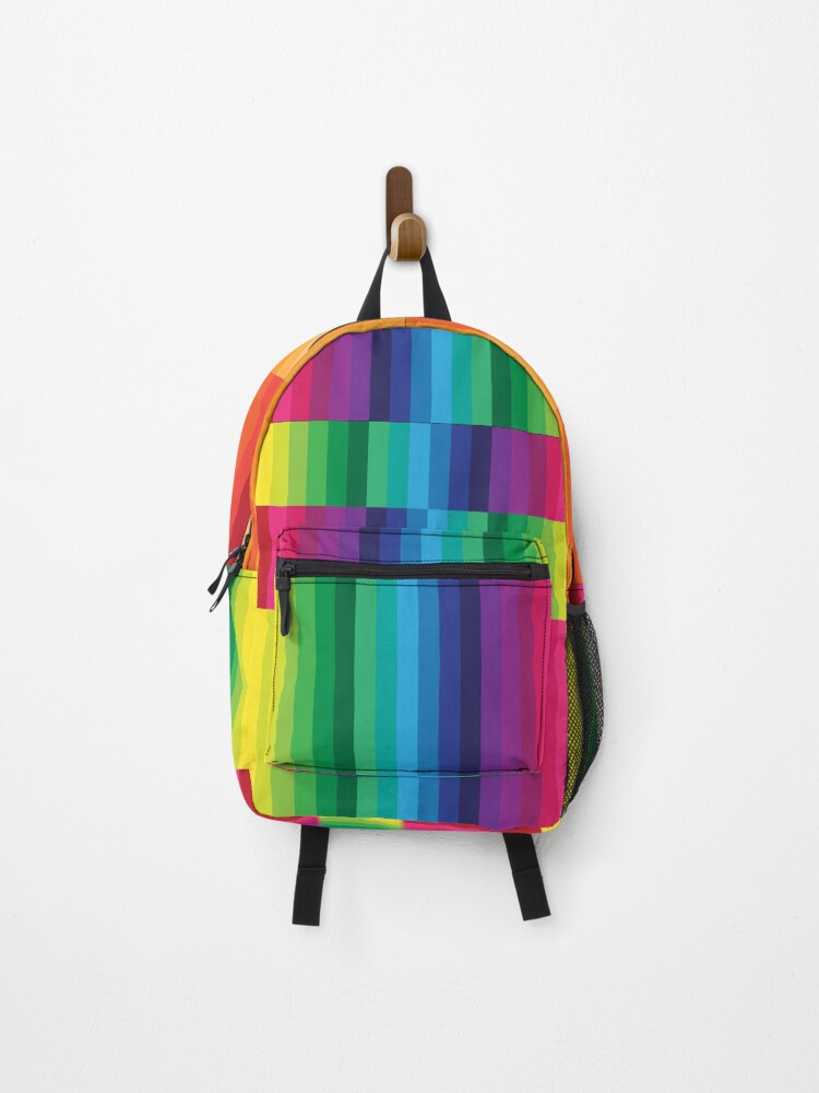 Thumbnail 1 of 3, Backpack, Geometric Multicolor Vertical Line Bars Pattern designed and sold by Flowerone.