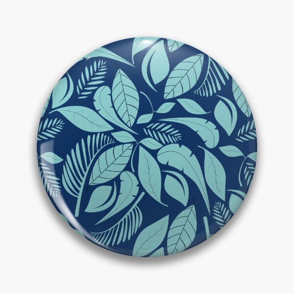 Item preview, Turquoise and Dark Blue Leaves Scandi Style Pattern designed and sold by humnoo.