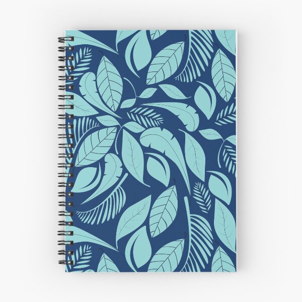 Item preview, Turquoise and Dark Blue Leaves Scandi Style Pattern designed and sold by humnoo.