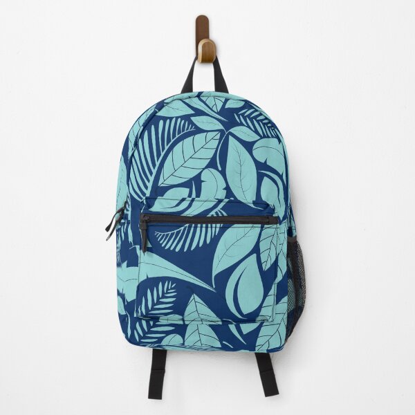 Item preview, Turquoise and Dark Blue Leaves Scandi Style Pattern designed and sold by humnoo.