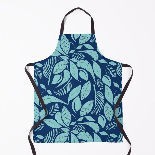 Item preview, Turquoise and Dark Blue Leaves Scandi Style Pattern designed and sold by humnoo.