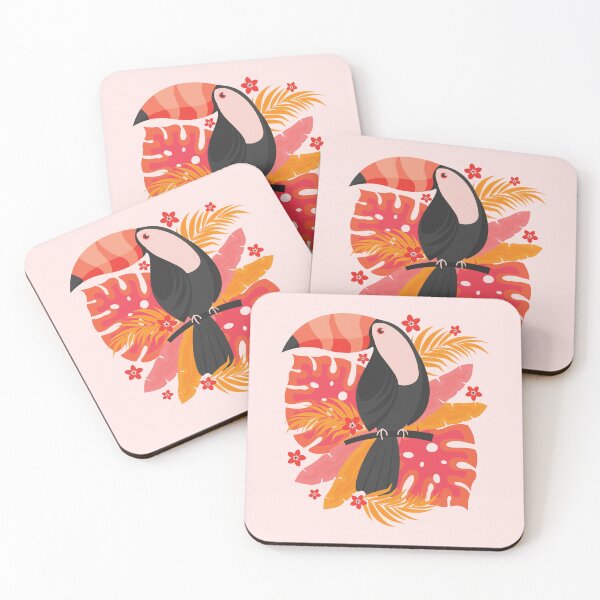 Item preview, Toucan with Tropical Leaves and Flowers designed and sold by EliveraDesigns.
