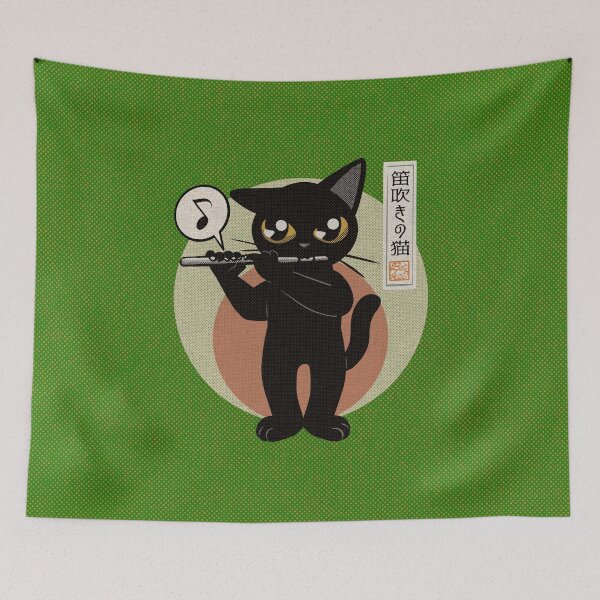 Item preview, Flutist cat designed and sold by BATKEI ART.
