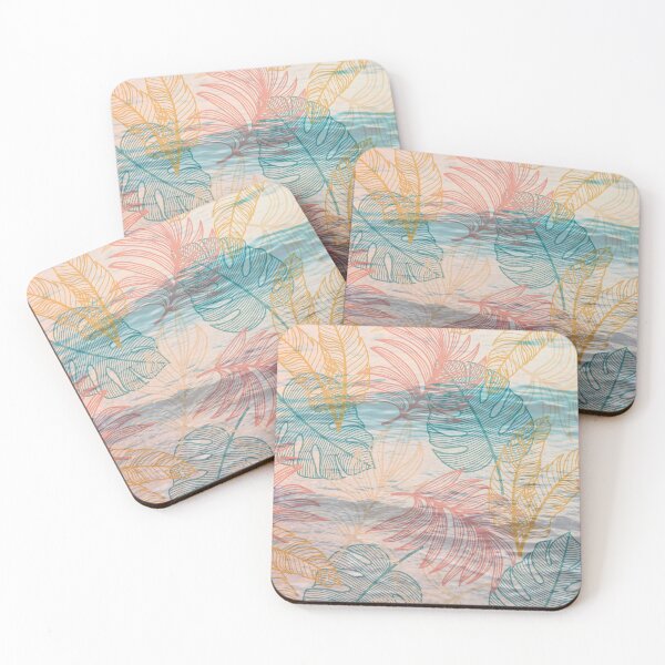Item preview, pastel ocean with colorful leaf pattern designed and sold by Beeroclock.