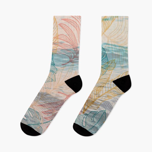 Item preview, pastel ocean with colorful leaf pattern designed and sold by Beeroclock.