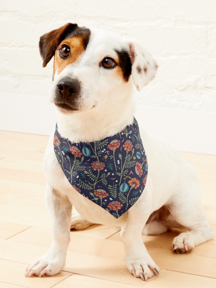 Pet Bandana, French marigold meadow designed and sold by smalldrawing