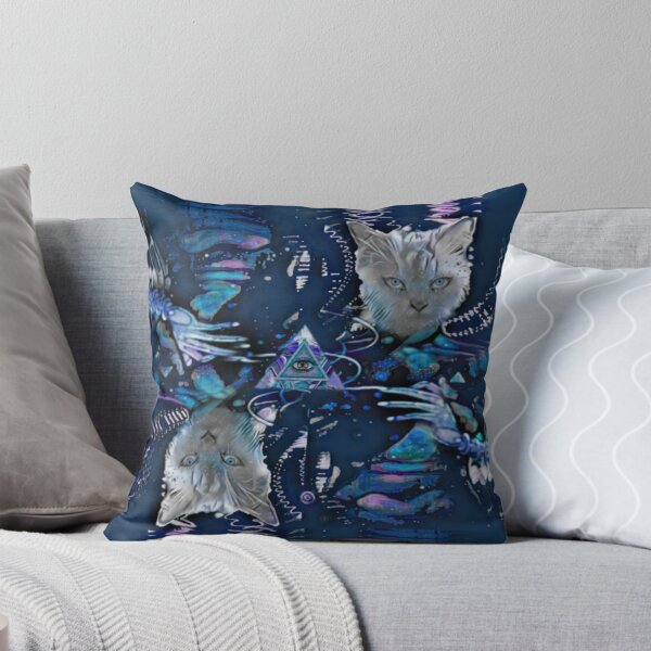 Item preview, Surreal cat portrait on a blue background  designed and sold by Cyberomiz.
