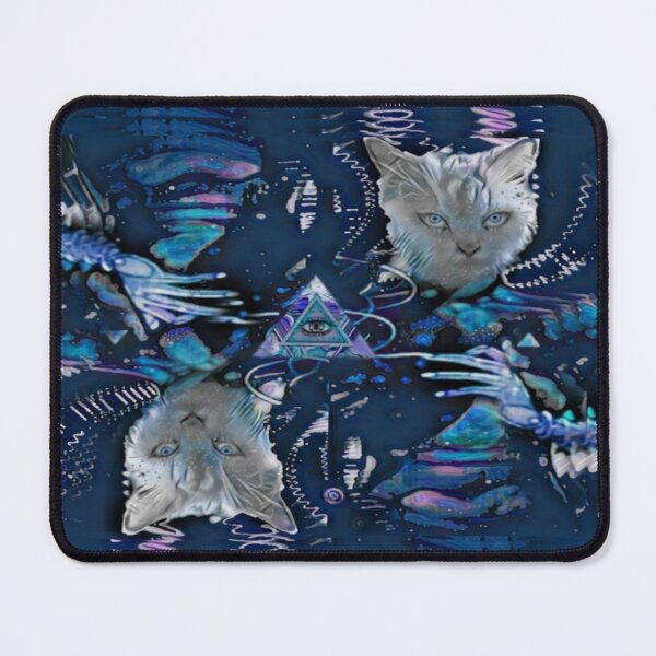Item preview, Surreal cat portrait on a blue background  designed and sold by Cyberomiz.