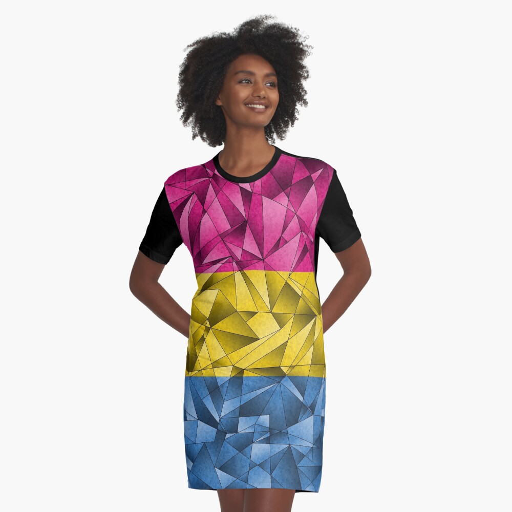 Abstract Pansexual Flag Graphic T-Shirt Dress