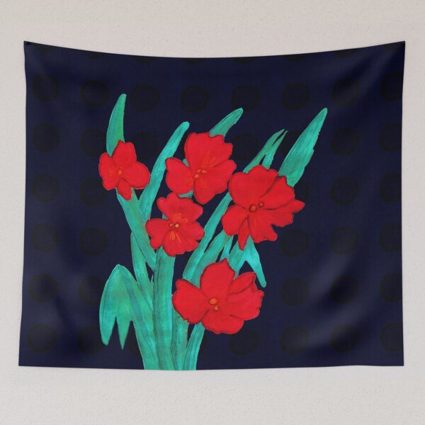 Item preview, Red flowers gladiolus art nouveau style designed and sold by Anna Lemos.