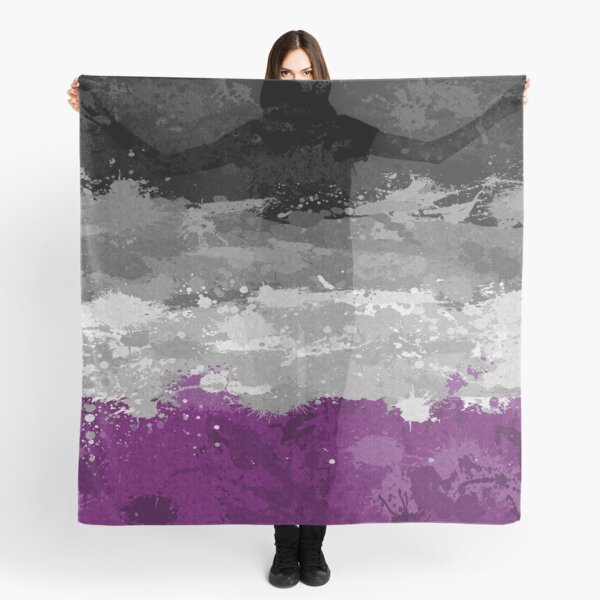 Abstract Paint Splatter Asexual Pride Flag Pattern Scarf