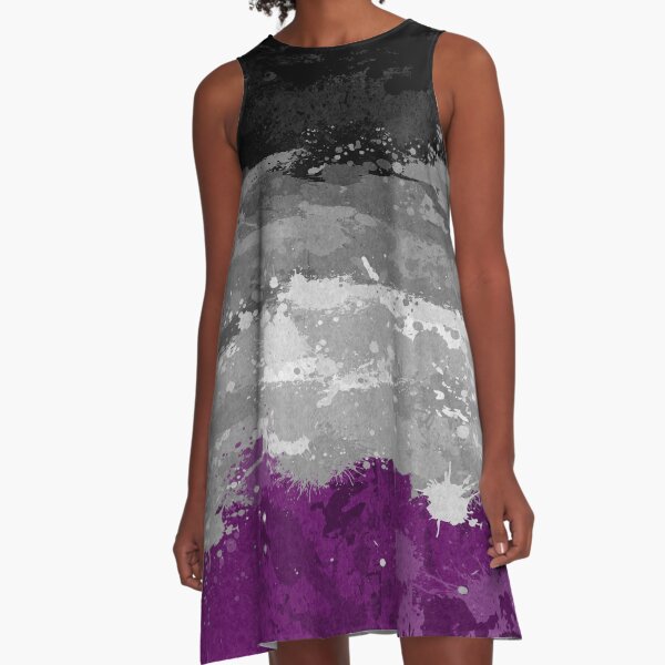 Asexual Paint Splatter Flag A-Line Dress