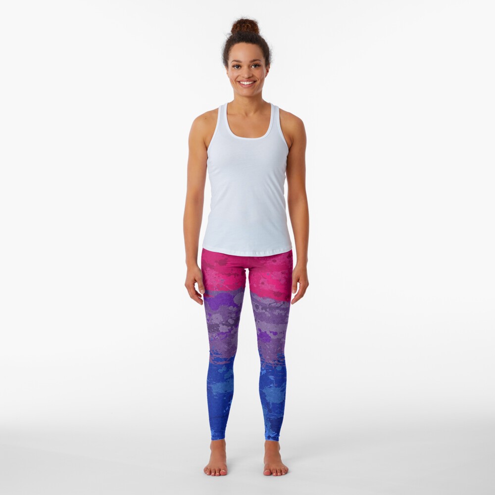 Discover Abstract Paint Splatter Bisexual Pride Flag Pattern | Leggings