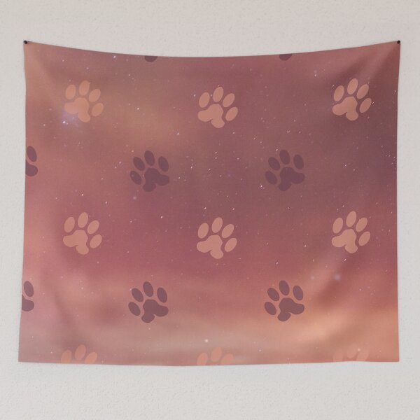 Item preview, orange galaxy pattern with dog and cat paw print designed and sold by Beeroclock.