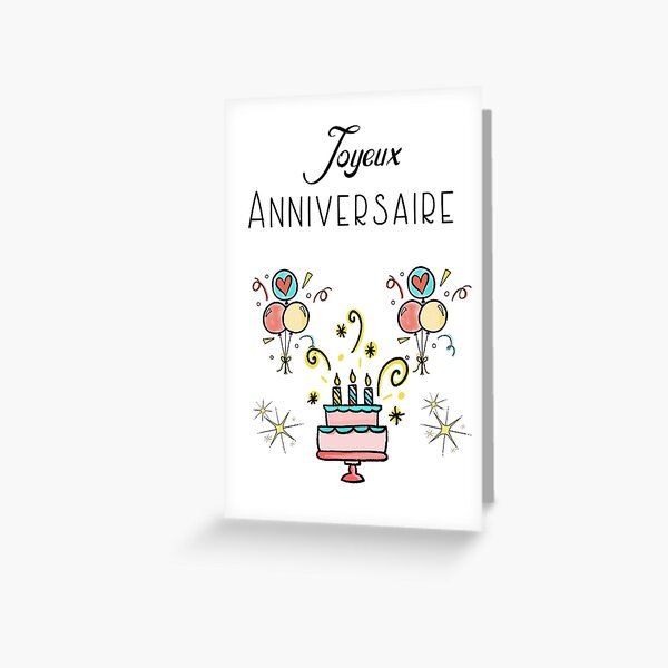 Item preview, French birthday card with text in French (carte d'anniversaire joyeux anniversaire) designed and sold by Pommallina.