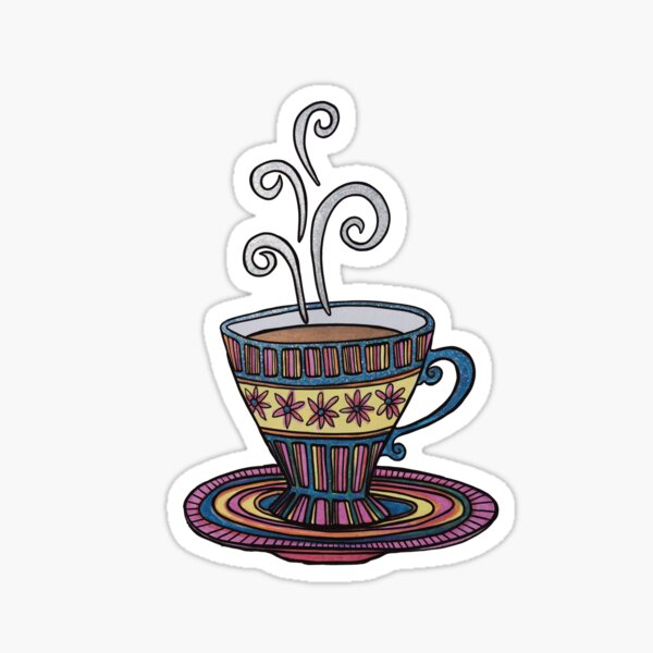Glitter Coffee Time on Black Sticker
