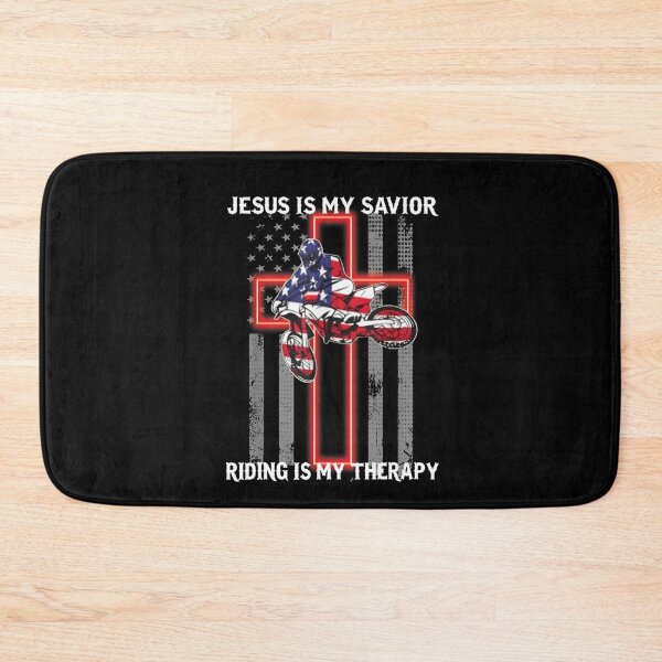 Item preview, Jesus Is My Savior Riding Is My Therapy US Flag designed and sold by TARABENNIE01.