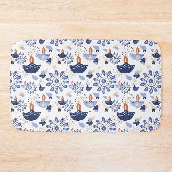Item preview, Blue Diwali diya pattern designed and sold by Home Cyn Home.