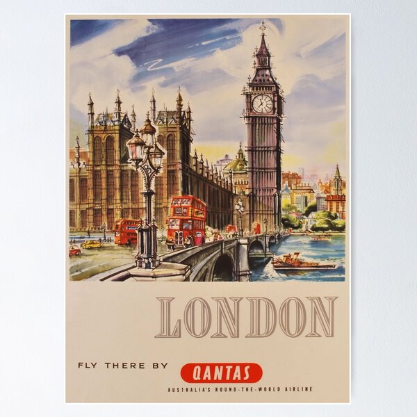 Item preview, 1960 London. Fly There By Qantas designed and sold by SuperMerchMan.