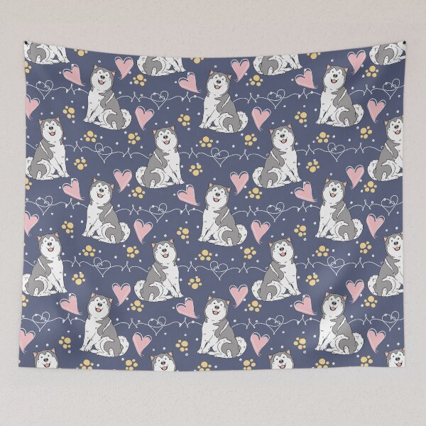 Item preview, LOVE Grey and White Alaskan Malamute designed and sold by Lulupainting.