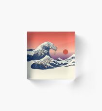 The Great Wave of Pug Acrylic Block
