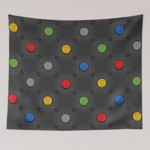 Item preview, Gamer Grey Red Pixel Art Controller Button Pattern designed and sold by JessicaAmber.