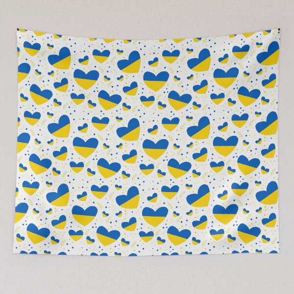 Item preview, Ukrainian flag colors pattern with hearts designed and sold by SolArt88.