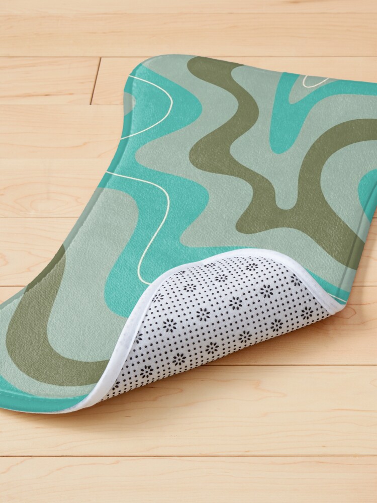 Alternate view of Liquid Swirl Contemporary Abstract in Turquoise and Olive Pet Mat