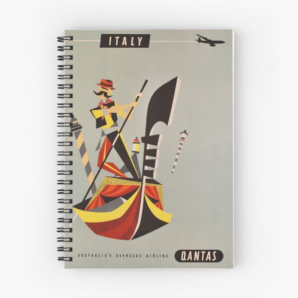 Item preview, 1965 Italia. Aerolínea de ultramar de Qantas Australia. En asociación con Air India, BOAC, TEAL y SAA designed and sold by SuperMerchMan.