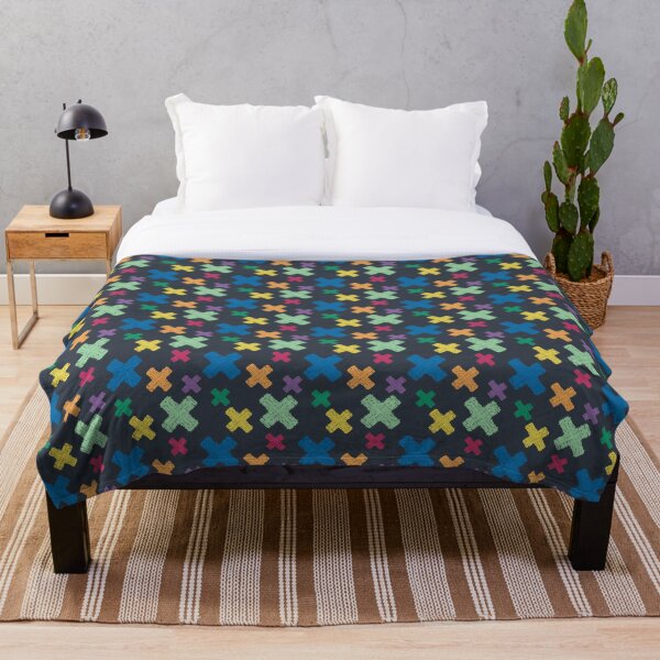 Item preview, Modern colorful geometric tie dye X pattern on navy designed and sold by IevaLiART.