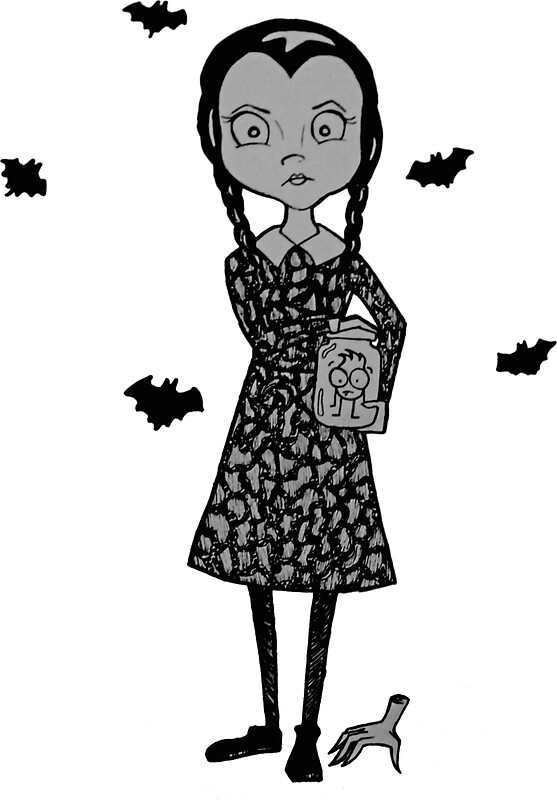 Wednesday Addams Drawing: Stickers | Redbubble