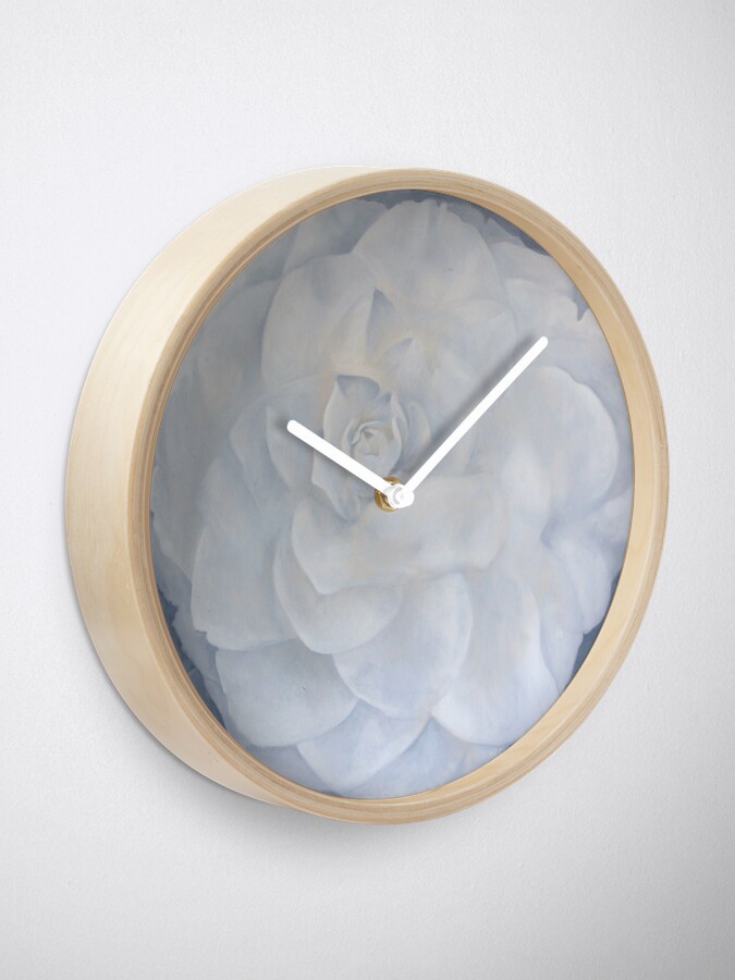 Alternate view of White Camelia Clock