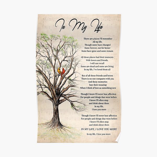 "In My Life Lyrics Poster, The Beatles Song Lyrics Poster, Song Poster