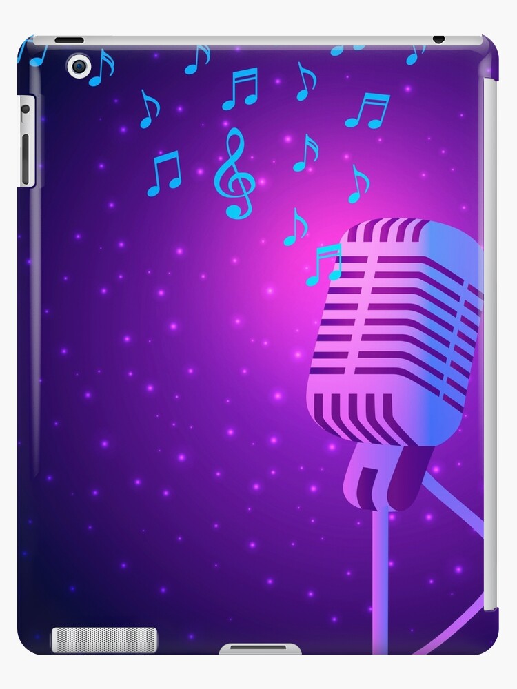 Karaoke Poster Vector. Club Background. Mic Design. Karaoke Disco