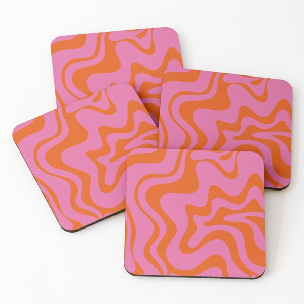 Item preview, Retro Liquid Swirl Abstract Pattern in Hot Pink and Red Orange designed and sold by kierkegaard.