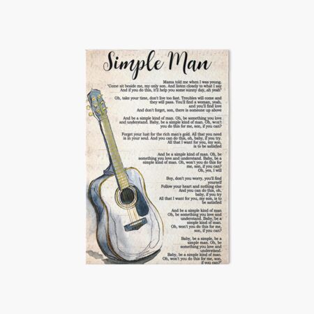 Simple Man Lyrics on Sheet Music, Lyrics Picture Print, Music Lyrics Wall  Art