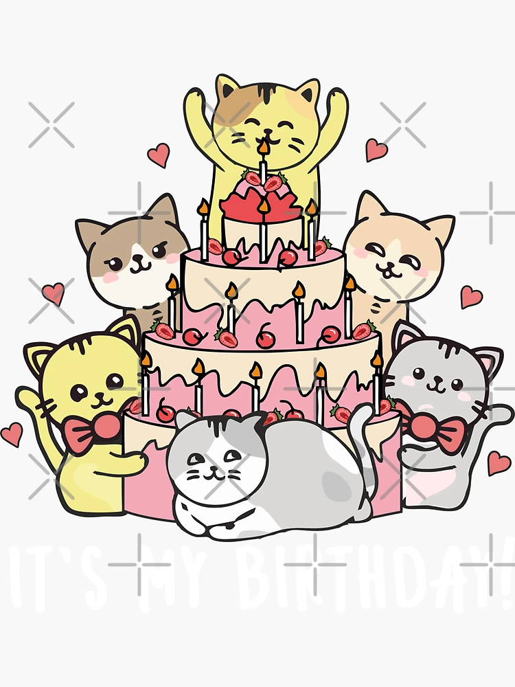 絵画。壁掛け原画【Cute cat cake】0 2 絵画。壁掛け原画【Cute cat cake】0 2 Cat and birthday cake